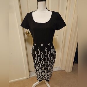 St. John Black and White Print Dress